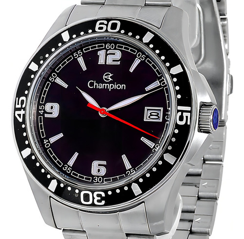 Relogio Champion Masculino Aço Visor Preto Calendario CA31248T