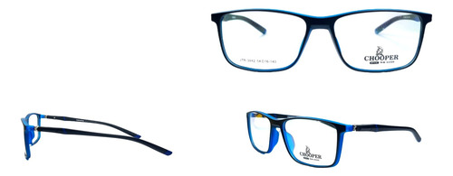 Lentes Monturas Marco Azul Mate Brazos Negro 180 Grados 