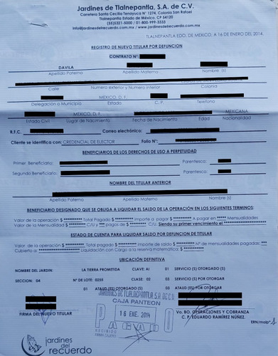 Panteón Jardines Del Recuerdo, Fosa Con Espacio Para 3 Ataúdes Y Servicios Incluidos. Contrato A Perpetuidad