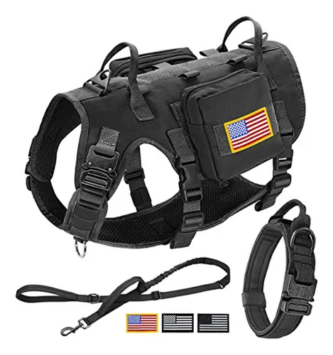 Arnés Táctico Para Perros Con Collar De Entrenamiento Y Corr