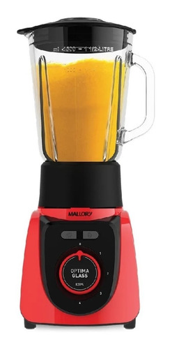 Liquidificador Mallory Optima Glass 1,8l 900w - Verm 220v Cor Vermelho