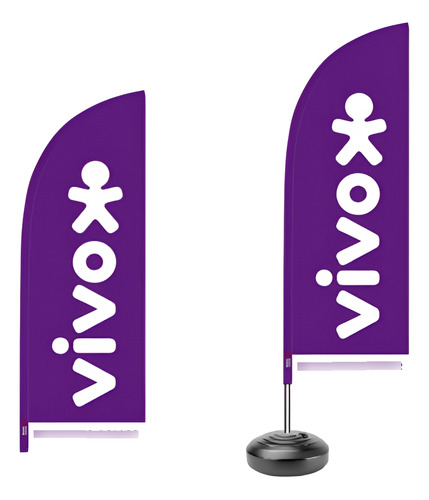 Wind Banner Para Loja Vivo Bandeira Com 2 M Kit Completo