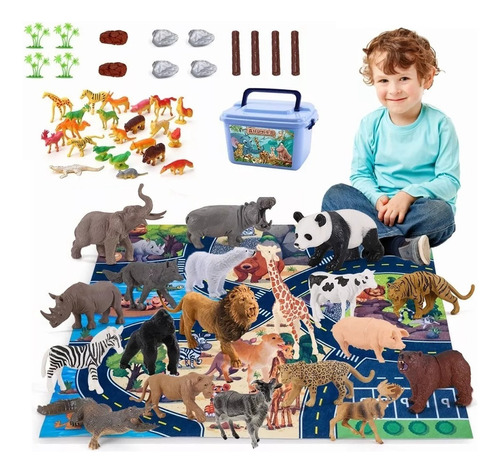 Juguetes Educativos: Set De 60 Piezas Con Animales Y Mapas