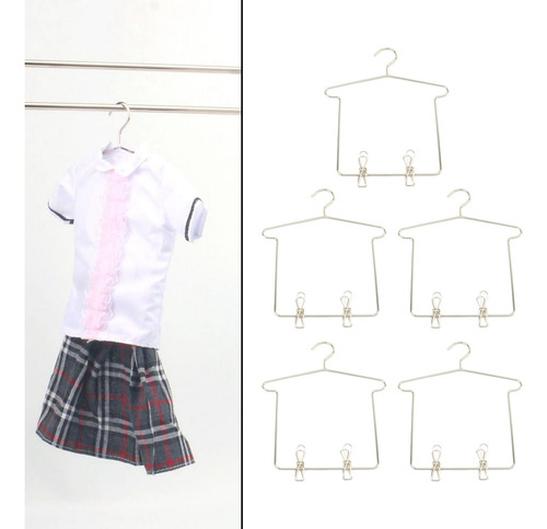 Perchero Para Ropa De Muñecas Bjd De Metal, 5 Piezas,
