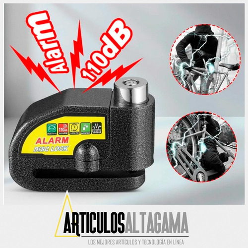 Imagen 5 de 10 de Candado Freno De Disco Con Alarma Para Moto O Bicicleta Inox