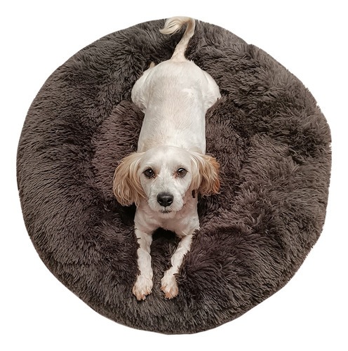 Cama Antiestrés Para Perro Chico 60cm Relajante Y Suave Color Gris Oscuro