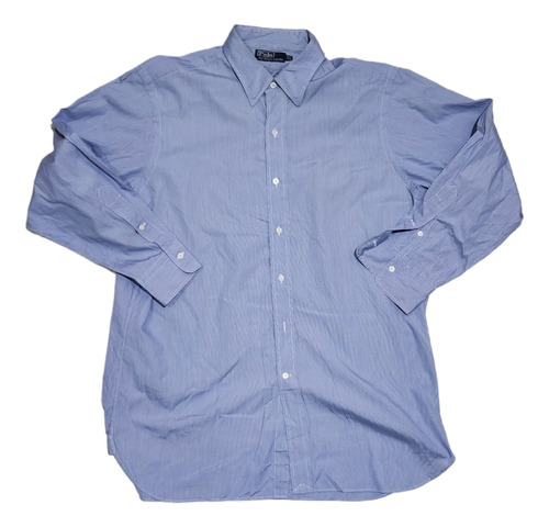 Camisa Ralph Lauren Grande L 16 1/2 34 Azul Lineas