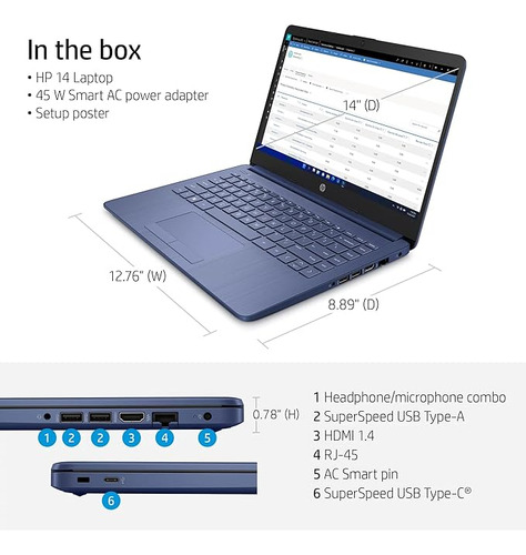 Laptop Hp Stream 2023 Intel Celeron N4120 4gb Ram 64gb Hdd W