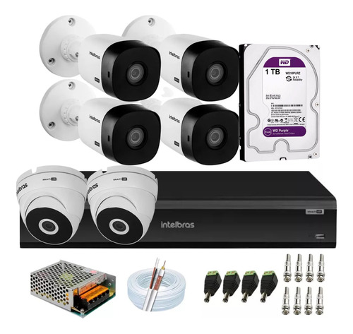 Kit Intelbras 6 Cam Fullhd 1080p Dvr Mhdx 3008 Hd1tb