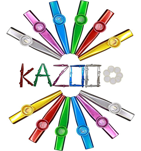 Crystaljun 28pcs Kazoos De Metal Con Diafragmas De Flauta Ka