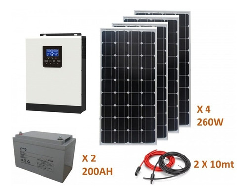 Kit Solar Fotovoltaico 3000w Híbrido Larga Duracion Impotec