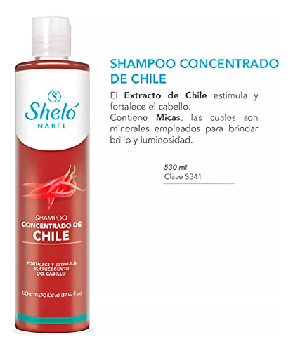 Shampoo Con Extracto De Chile Y Aloe Vera 530ml Shelo Nabel