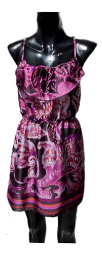 Vestido Fresco Con Estampado Morado Espalda Red Talla Xs