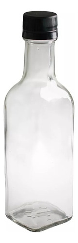 24 Botellas De Vidrio Cuadrada 1/4 Litro Con Tapa