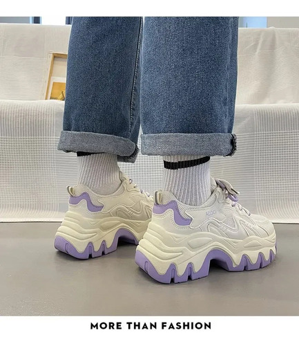 Zapatos Deportivos Casuales De Malla Transpirable Para Mujer, Suela Gruesa