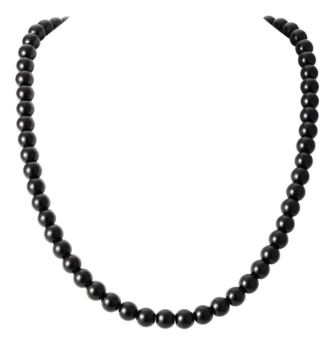 Collar De Perlas Negras De 8 Mm Para Mujer, Joyería De Perla