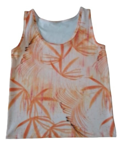 Musculosa Estampada Palmeras Naranja Talle M Ideal Verano