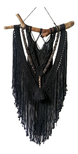 Macramé Colgante De Pared Negro Tapiz Grande Estilo Bohemio