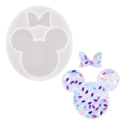 Molde Silicona Mickey Minnie Para Resina Llavero Color Transparente