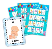 Comprar Lotería Baby Shower Niño 100 Tablas Imprimibles Juegos Extra