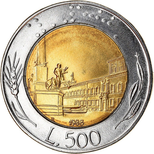 Italia Moneda De 500 Liras 1988 - Bimetálica - Km#111