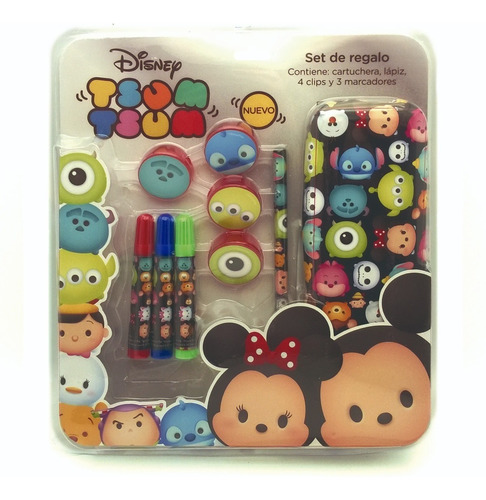 Kit Cartuchera Marcadores Lapiz Disney Tsum Tsum Mundomanias