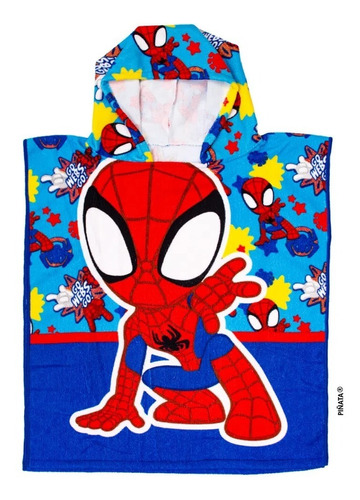 Poncho Toallon Microfibra Piñata Spiderman Hombre Araña