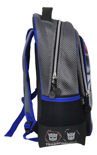 Mochila Escolar Primaria Transformers 2025. Gris Claro Transformers