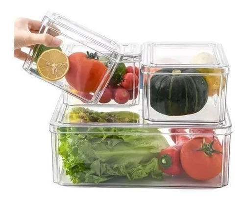 Set De 4 Tapers Conservadores De Alimentos Para Refrigerador