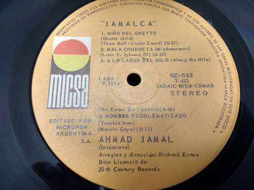 Ahmad Jamal Jamalca Lp Sin Tapa 1974  Lacapsula