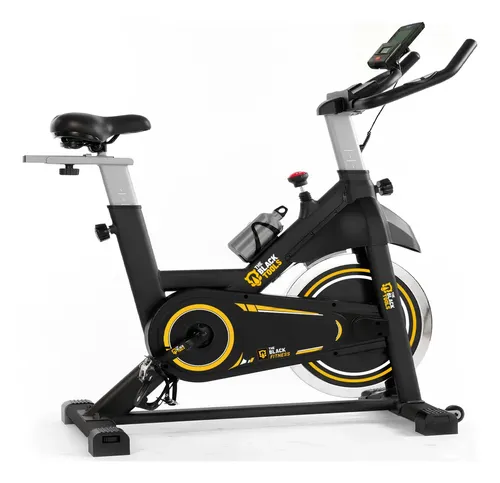 Bicicleta Ergométrica Para Spinning Fitness Mecanica Com Roda De Inércia De 20kg Bike Fbe2000 The Black Tools Preto/amarelo
