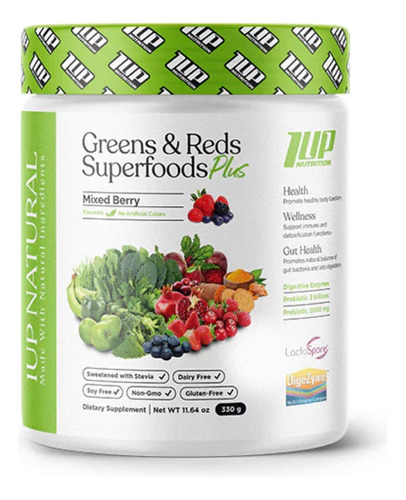 Vegan Greens & Reds Superfoods Plus 1up Nutrition