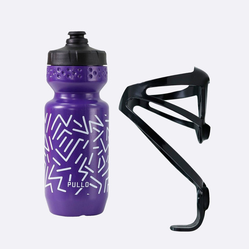 Kit Garrafa Pullo Kos Roxo 600ml + Suporte