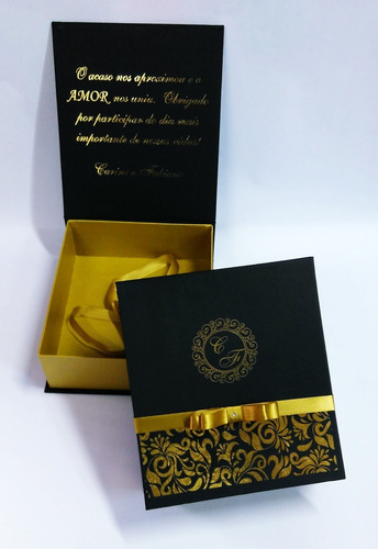 Imagem 3 de 5 de 10 Caixa Convite Luxo 20x23x7 P/ 2 Taças E 1 Mini Chandon