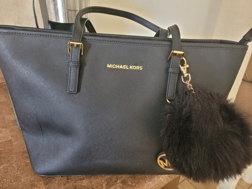 Bolsa  Michael Kors Black Leather Travel Tote Full Zip Mediu