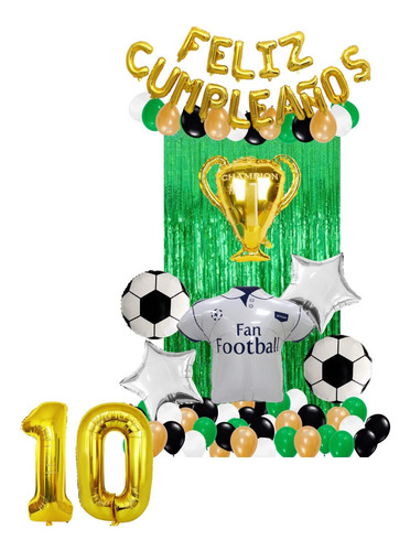 Decoración Globos Futbol Balón Trofeo Numero Cumpleaños