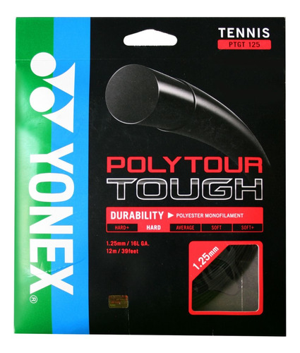 Cuerda Tenis Yonex Polytour Tough 1,25mm, Negro, 12m
