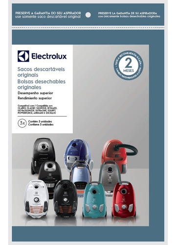 Imagem 2 de 4 de Saco Descartavel Original Electrolux Clario/equipt/jetmax 3u