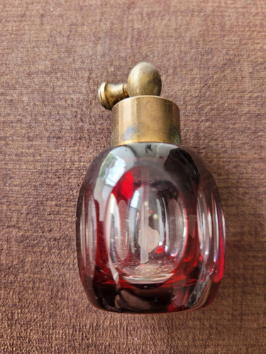 8a Antiguo Perfumero  De Cristal Con Bronce 7 Cm