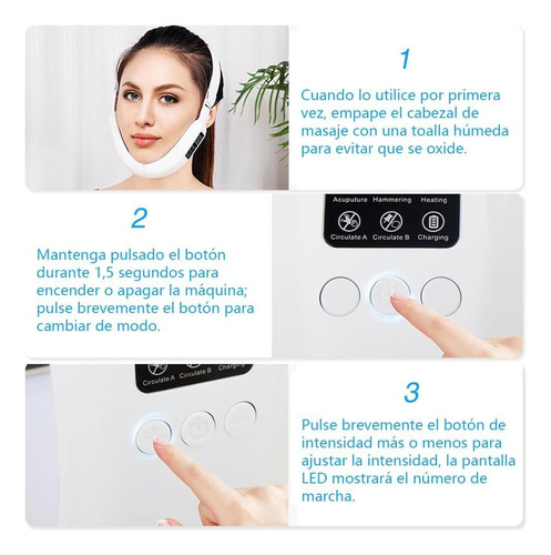 Masajeador Facial Microcorriente Diseño Elegante Intensidad Blanco