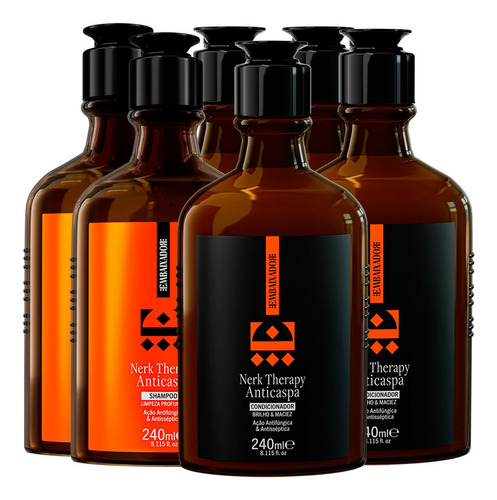 Kit 03 Shampoo + 03 Condicionador Anticaspa Nerk Therapy
