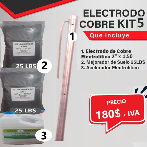 Imagen 8 de 10 de Kits De Electrodo Activo De Cobre Puesta Tierra Y Pararrayos