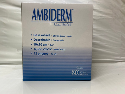 Gasa Estéril Ambiderm Desechable 10x10 Cms 20 Pounch - 5 Cu