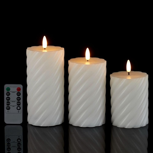 Loliow Twist Velas - Juego De 3 Velas Parpadeantes Sin Llama