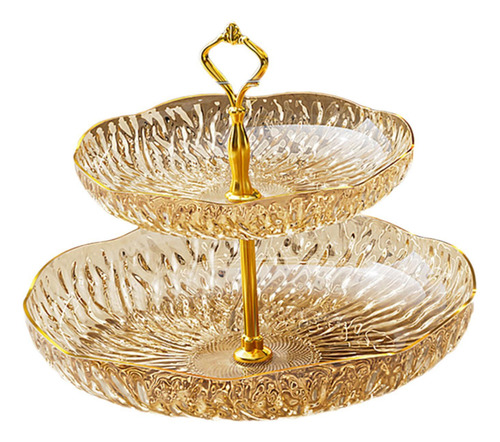 Plato De Frutas, Platos Para Servir, Elegante 2 Niveles Oro