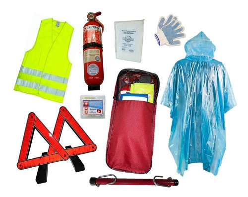 Kit Reglamentario Emergencia Auto 9 En 1 Matafuego Largo Vtv