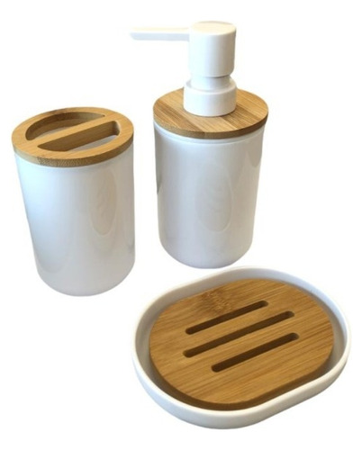 Set X3 Para Baño Nordico Con Bamboo