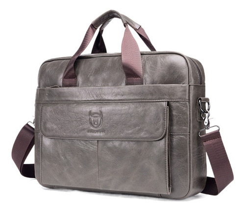 Bolso de hombro Bullcaptain de piel gris para hombre