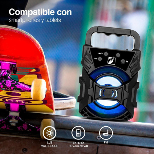 Imagen 6 de 6 de Bocina Bluetooth Green Leaf Portatil Led Recargable 18-9451