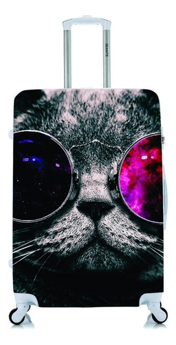 Capa Protetora Mala Viagem Personalizada Pequena Gato Óculos